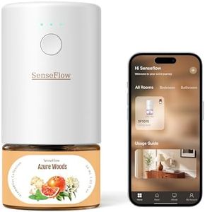 SenseFlow SF101S Pro Smart Plug In Air Freshener, Waterless Essential Oil Diffuser, Non-Toxic Aroma Diffuser, Adjustable 120-Day Natural Scent Mist, Covers 1000 Sq Ft- Free 30ml Azure Woods