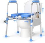 FITGOT Padded Toilet Seat Riser for Seniors FSA/HSA Eligible, Adjustable Safety Frame Raised Toilet Seat with Handles, Heavy Duty Bariatric Recovery Elderly Assistance Products, Fits Round & Elongated