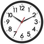 AKCISOT Wall Clock 8 Inch Silent Non-Ticking Modern Clocks Battery Operated - Analog Small Classic for Office, Home, Bathroom, Kitchen, Bedroom, School, Living Room(Black)