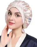 LilySilk 100% Mulberry Silk Bonnet, 19 Momme Silk Night Sleep Cap Adjustable Hair Wrap for Sleeping, Pink Purple Water