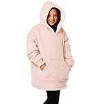 Sienna Kids Oversized Hoodie Blanket Ultra Soft Plush Wearable Sherpa Fleece Warm Throw Blanket Cosy Sweatshirt, Kids - Blush Pink