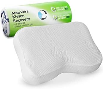Almohada cervical Recovery con aloe vera | Almohada ergonómica para el cuidado activo de la piel | Espuma viscoelástica con carbón activado de bambú | Creada para dormir de lado o boca arriba