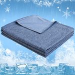 CHOSHOME Cooling Blanket for Summer, Cooling Blanket for Bed, with Arc-chill Q-MAX=0.45, Cooling Fiber Summer Blanket with Double-sided Design, Lightweight Cool Blanket for Night, Blue, 150x200CM