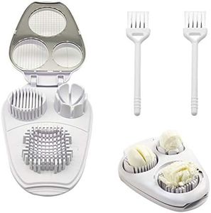 feihao - Cortador de huevos, separador de huevo, de acero inoxidable, para cortar huevos, piel de berenjena, con 3 rebanadores estilos