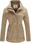 WenVen Women's Canvas Fashion Jacket Fall Casual Barn Coat (Khaki, L)