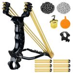 RCZZSUWE Professional Slingshots Set for Hunting, Catapult Hunting & Shooting Slingshot for Adult, High Velocity Tactical Wrist Sling Shot with Ammo Balls,Replacement Rubber Bands,Target(Black)