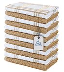 Dan River Premium Kitchen Towel Ultra Soft High Absorbent Washable and Reusable 100% Cotton Pack of 12 Lint Free Cleaning Washcloth for Dishes | 16x26 inches | Tan