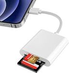 Sd Card Reader for i-Phone i-Pad Camera Lightning to Sd Card Reader,Dual Card Slot Memory Card Reader Supports SD and TF Card Trail Camera Viewer Sd Card Adapter Micro Sd Card Reader Plug and Play