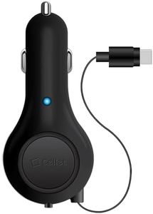 Cellet Type-C (USB-C) Compact Retractable car Charger for Samsung Galaxy Note9/8/ S9/S9+/S8/S8Plus/S8 Active/LG Q7+/Stylo 4/Q Stylus/V35/V30/V20/ThinQ/G6/G5 (15Watt/3Amp Fast Charger) by Cellet