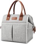 Lunch Bag for Women & Men, Insulated Lunch Box Cooler Tote Bags, Adult Reusable Lunch Boxes with Water Resistant for Work, Travel and Picnic (Grey)