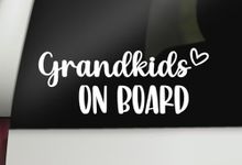 Grandkids On Board Decal | Grandma Car Decal | Grandparents Vinyl Decal | Kids On Board Car Decal Bumper Sticker Window Laptop Tumbler Decal | 7.5" x 3" Size White | Made in USA | DECALBUNNY