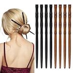 8pcs Chinese Wooden Hair Sticks, Retro Hair Chopsticks Bamboo Shape Hair Pin for Buns Long Hair Wood Hairpin Hair Holder Stick for Women Hair Accessories