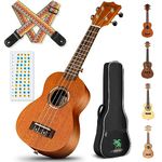 CAHAYA Concert Ukulele 23 Inch: Wooden with Carry Bag and Adjustable Strap Ukulele Kit with 4 Nylon Strings Suitable for Beginners Children and Adults Model CY0336