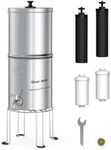 Waterdrop Upgrade Gravity-fed Water Filter System, with 𝐒𝐢𝐥𝐯𝐞𝐫 𝐈𝐨𝐧𝐬 Enhanced Filtration, Reduces Fluoride and up to 99% of Chlorine, with 4 Filters and Metal Spigot, 2.25G