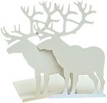 Winterworm Fashion Creative Cartoon Cute Iron Elk Moose Pattern Nonskid Metal Office Desk Bookends (White)