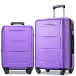 Merax Expanable Spinner Wheels 2 Piece Luggage Set ABS Lightweight Suitcase with TSA Lock 20inch+24inch, Purple Black, 20/24 Inch, purple Black, 20/24 Inch, Expanable Spinner Wheels 2 Piece Luggage