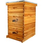 10-Frame Langstroth Beehive Dipped in 100% Beeswax, Complete Bee Hives and Supplies Starter Kit includes 2 Deep Hive Bee Box and 1 Bee Hive Super with Beehive Frames and Foundation