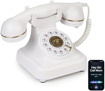 Sangyn Bluetooth Retro Phone with Voice Assistant, Bluetooth Landline Phone Compatible with Android & iOS, Wireless Bluetooth Physical Home Phone Telephone with Speakerphone & Volume Control, White