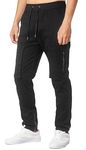 ITALY MORN Men's Chino Cargo Pants Tapered Fit Joggers with Zipped Cuffs S Black