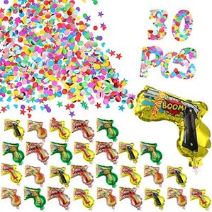 30 Pcs Handheld Confetti Poppers Inflatable Toy Fireworks Gun Multicolor Inflatable Confetti Gun Shooter for Graduation Party Supplies Birthday Wedding New Year Christmas Decorations Favors
