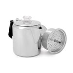 GSI Outdoors Percolator Coffee Pot I Glacier Stainless Steel with Silicone Handle for Camping, Backpacking, Travel, RV & Hunting - Stove Safe - 6 Cup