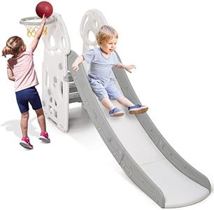 Kids Slide Toddler Slide, Play Climber Slide for Toddlers Age 1 to 6 Years with Basketball Hoop, Ideal Gift for Boys and Girls Indoor Outdoor Toy