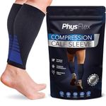 Calf Compression Sleeves for Men and Women - (1 Pair) Footless Compression Socks Support for Varicose Vein, Nursing, Pregnancy, Running - Leg Sleeve Brace for Shin Splints, Pain Relief and Swelling