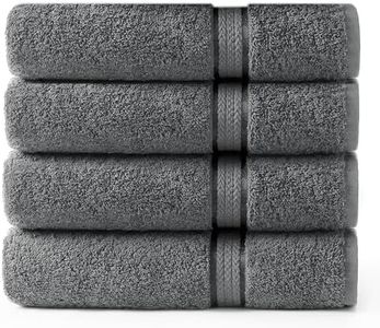 Cotton Craft - 4 Pack -Ultra Soft Oversized Extra Large Bath Towels 30x54 Charcoal- 100% Pure Ringspun Cotton - Luxurious Rayon trim - Ideal for Daily Use - Each Towel Weighs 22 Ounces