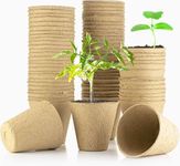 Little Chiltern Co 70 pack Biodegradable Organic Fibre Seedling Pots for Plant | Round Fiber Plant Pots for Outdoor Indoor Growing Plants | Seed Starter Nursery Plant Pots | Eco-Friendly Planting Pots