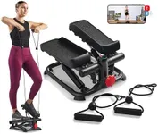 Sunny Health & Fitness Total Body Smart 2-in-1 Stepper Machine, Total Body Workout, Adjustable Hydraulic, LCD Monitor, Resistance Bands, Non-Slip Pedals with Smart SunnyFit App - SF-S0978Smart