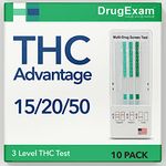 10 Pack - DrugExam THC Advantage Made in USA Multi Level Marijuana Home Urine Test Kit. Highly Sensitive THC 3 Level Drug Test Kit. Detects at 50 ng/mL, 20 ng/mL, 15 ng/mL (10)