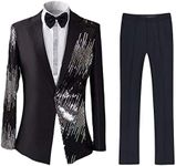 Men's 2-Piece Suit Casual 1 Button Slim Fit Prom Suit Stylish Sequin Black