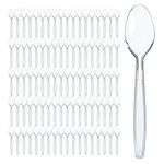 300 Clear Plastic Spoons | Heavy Duty Plastic Silverware Spoons | Fancy Plastic Cutlery | Elegant Disposable Spoons Pack | Bulk Disposable Flatware | Plastic Utensils Set | Nice Disposable Silverware