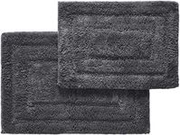 SENSES by Riba Cotton Bathroom Rugs/Bath Mat Set, 2 pc (20"x30" and 17"x24") - Soft Plush 2800 GSM, Super Thick and Absorbent - Matches Our 804 GSM and 703 GSM Bathroom Towels Set (Gray Color)