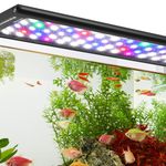 AQQA Full Spectrum Aquarium Light 24/7 LED Fish Tank Plant Light Waterproof with DIY Mode 10 Colors Adjustable Timer Brightness & Extendable Bracket for Freshwater & Marine Tank 32-39 Inch (24W)