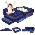 MOMCAYWEX 5pcs Kids Play Couch for Toddler, Nugget Couch for Toddlers, Imaginative Kids Couch Play Set, Dark Blue Universe