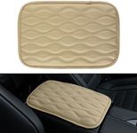 Amiss Auto Center Console Pad, Universal Waterproof Car Armrest Seat Box Cover, Car Interior Accessories, Leather Auto Armrest Cover Protector for Most Vehicle, SUV, Truck, Car (Beige)