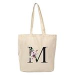 DWDC Canvas tote bag, A-Z 26 letters personalized gift bag, reusable eco-friendly shopping bag, gift bag, suitable for wedding birthday event party beach vacation.