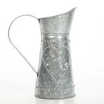 Hosley's 9.25" High Galvanized Decorative Pitcher. Ideal for Home, Wedding, Country Living, Garden Decor. O4