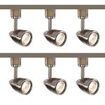 3M 3 Meter 6 Spot Brushed Chrome 5W GU10 LED Rail Track Interior Decoration Kitchen Home Shop Adjustable Multi Directional Display Spotlighting Track Lighting Bullet Shape