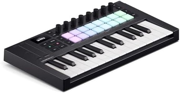 Novation Launchkey Mini 25 [MK4] — Portable 25 Mini-Key, USB, MIDI Keyboard Controller with DAW Integration. Chord Mode, Scale Mode, Drum Pads, and Arpeggiator. Includes Music Creation Software Bundle