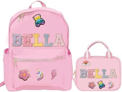 Custom Name Backpack, Personalized Back To School Backpack Kids Custom Backpack With Name Patch Nylon School Bag Gifts for Girls Boys Toddles Students Birthday Christmas (Backpack & Lunch Bag)