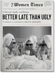 Generic Vintage Black And White Newspaper Wall Art Better Late Than Ugly Prints Funky Feminist Poster Trendy Wall Decor for Girl Dorm Room Bar Cart 12 x 16 in Unframed, Woman