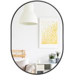 Hibtn Oval Mirror 50 x 70cm, Wall Mounted Mirrors Horizontal or Vertical Hanging Wall for Makeup Bathroom, Bedroom, Living Room, Black