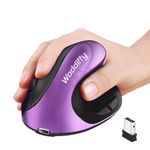 Woddlffy Ergonomic Mouse Wireless,Souris Sans Fil Rechargeable Verticale Mouse with 6 Buttons 1000/1200/1600 DPI Small Mouse for Laptop PC (Purple,Right Handed)