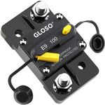 GLOSO Circuit Breaker E93 Manual Reset For Car Truck RV Automotive Marine Boat Trolling motor & Custom Wiring Audio battery protection, Extended Surface Mount 3/8" Diagonal Stud Waterproof IP67 (100A)