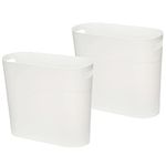 Caxmtu Small Bathroom Bin Plastic Bathroom Wastebasket 10 Litres Slim Garbage Container Bins with Handle for Home Kitchen Bathroom Bedroom Office, White, 2 Pack