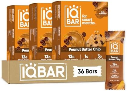 IQBAR Brain and Body Clean Plant Protein Bars - Peanut Butter Chip - 36 Bars - Keto, Vegan, High Fiber, Gluten and Dairy Free, Low Sugar Snack with Nutrients for Focus, Energy, Meal Replacement
