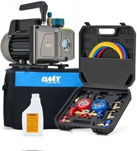 Orion Motor Tech Vakuumpumpe 3.5 CFM 100L/Min 1/4HP Unterdruckpumpe Klimaanlage 3-Wege mit Adapter für R134a R12 R22 R502, HVAC-Vakuumgeräte Verteiler-Manometer-Set Klimaanlage Kfz-Kühlsystemen