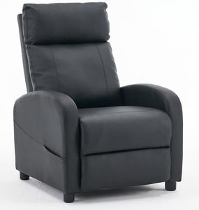 Requena Recliner Armchair PU Leather Sofa Lounge Seating Adjustable Leg Rest and Reclining Functions for Living Room HQ-8256 Black